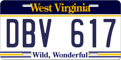 WV license plate DBV617