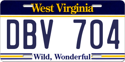WV license plate DBV704