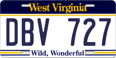 WV license plate DBV727