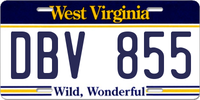 WV license plate DBV855