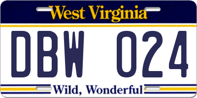 WV license plate DBW024