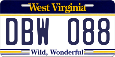 WV license plate DBW088