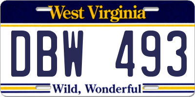 WV license plate DBW493