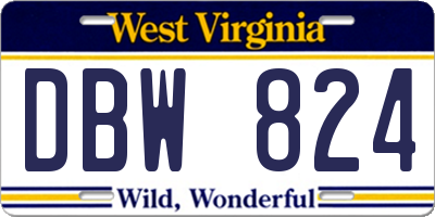 WV license plate DBW824