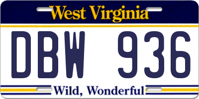 WV license plate DBW936