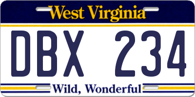 WV license plate DBX234