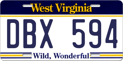 WV license plate DBX594