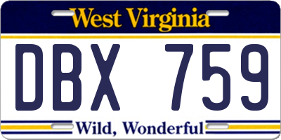 WV license plate DBX759
