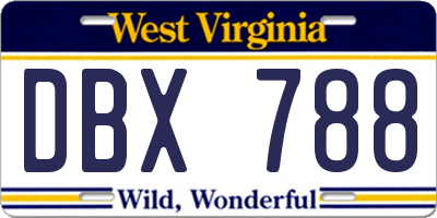 WV license plate DBX788