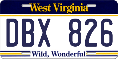 WV license plate DBX826