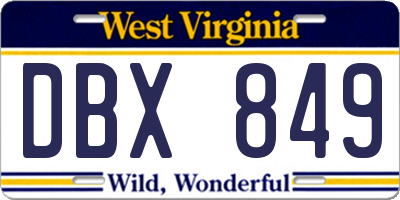 WV license plate DBX849