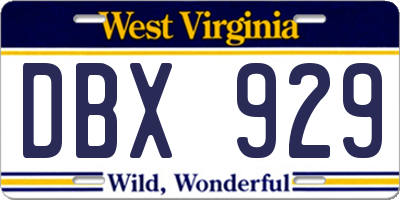 WV license plate DBX929