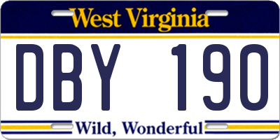 WV license plate DBY190