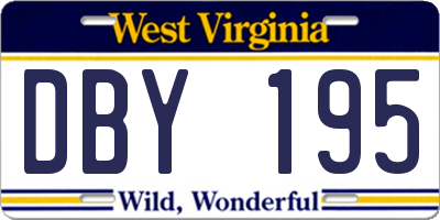 WV license plate DBY195