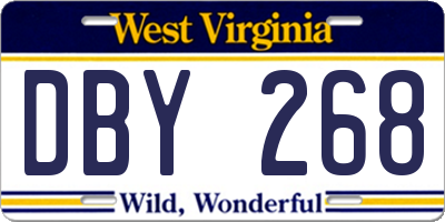 WV license plate DBY268
