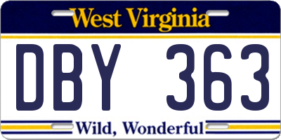 WV license plate DBY363