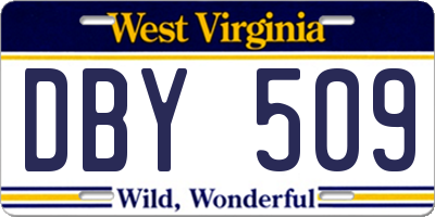WV license plate DBY509