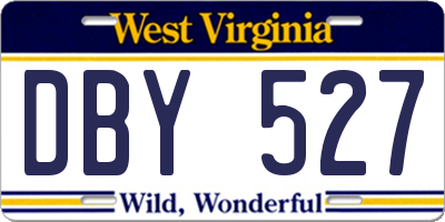 WV license plate DBY527