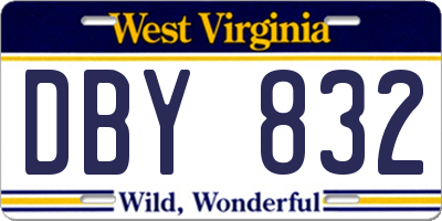 WV license plate DBY832