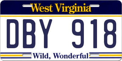 WV license plate DBY918