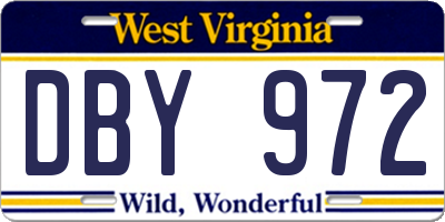 WV license plate DBY972