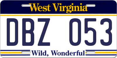 WV license plate DBZ053