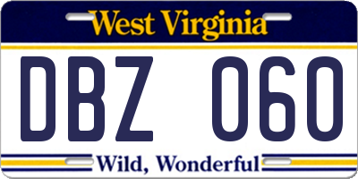 WV license plate DBZ060