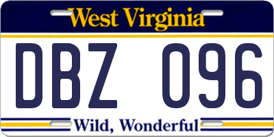 WV license plate DBZ096