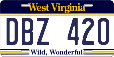 WV license plate DBZ420