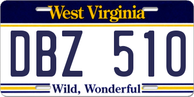 WV license plate DBZ510