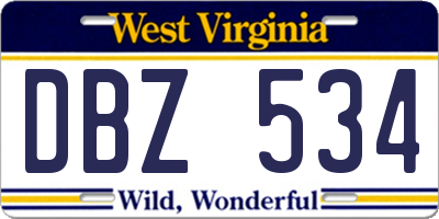 WV license plate DBZ534