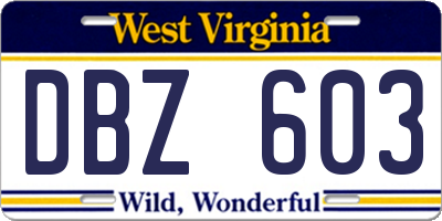 WV license plate DBZ603
