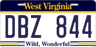 WV license plate DBZ844