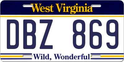WV license plate DBZ869