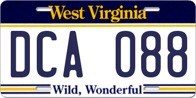 WV license plate DCA088