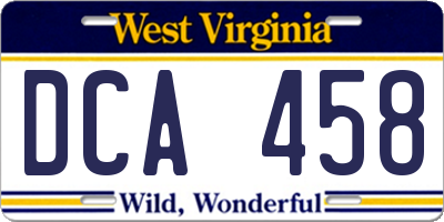 WV license plate DCA458