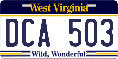 WV license plate DCA503