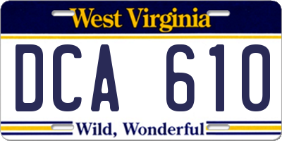 WV license plate DCA610