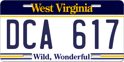 WV license plate DCA617