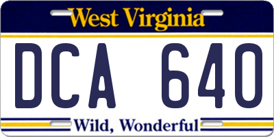 WV license plate DCA640