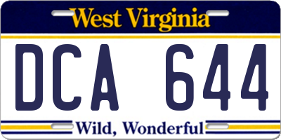 WV license plate DCA644