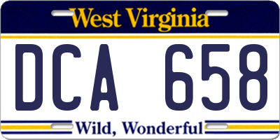 WV license plate DCA658