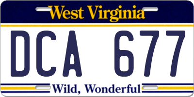 WV license plate DCA677