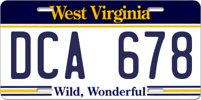 WV license plate DCA678