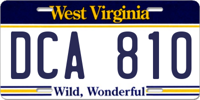 WV license plate DCA810