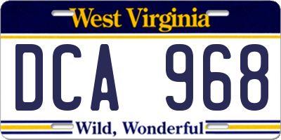 WV license plate DCA968