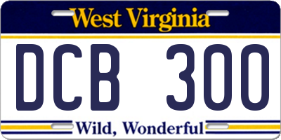 WV license plate DCB300