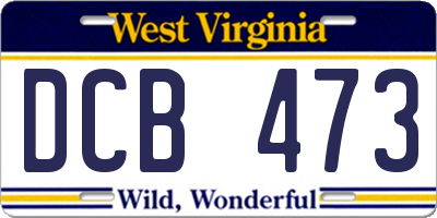 WV license plate DCB473
