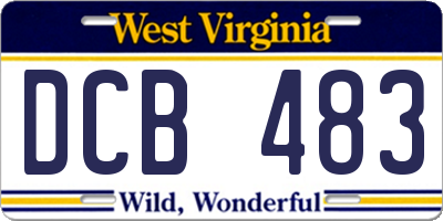 WV license plate DCB483