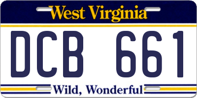 WV license plate DCB661